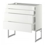 МЕТОД / ФОРВАРА Нплн шк 4 фронт/2 низк/2средн ящ - 80x37x60 см, Рингульт глянцевый белый, белый