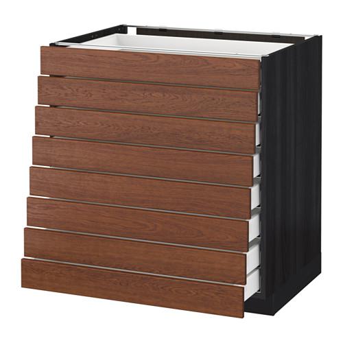 МЕТОД / МАКСИМЕРА Наполн шкаф 8 фронт/8 низк ящиков - под дерево черный, Филипстад коричневый, 80x60 см