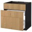 МЕТОД / МАКСИМЕРА Напольн шк п-мойку+3фрнт пнл/2ящ - под дерево черный, Экестад дуб, 80x60 см