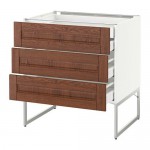 МЕТОД / МАКСИМЕРА Напольн шкаф 3фронт пнл/2низ/2ср ящ - белый, Филипстад коричневый, 80x60x60 см МЕТОД / МАКСИМЕРА Напольн шкаф 3фронт пнл/2низ/2ср ящ - белый, Филипстад коричневый, 80x60x60 см