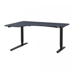 БЕКАНТ Углов письм стол лев/трансф - линолеум синий/черный