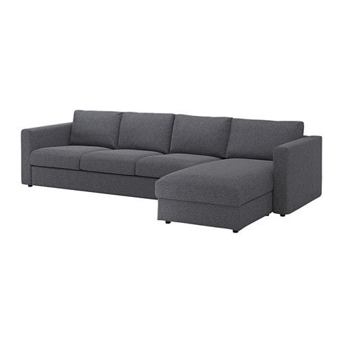 ВИМЛЕ 4-местный диван - с козеткой/Гуннаред классический серый