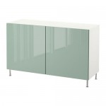 БЕСТО Комбинация для хранения с дверцами - белый глянцевый/серо-зеленый светлый БЕСТО Комбинация для хранения с дверцами - белый глянцевый/серо-зеленый светлый