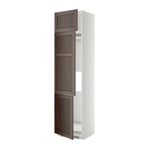 МЕТОД Выс шкаф для хол/мороз с 3 дверями - белый, Эдсерум под дерево коричневый, 60x60x240 см