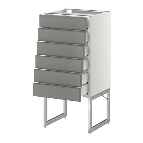 МЕТОД / МАКСИМЕРА Напольн шкаф 6фронт пнл/6 низ ящ - белый, Будбин серый, 40x37x60 см