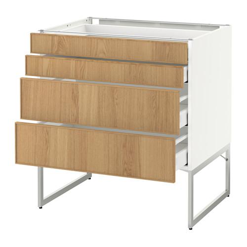 МЕТОД / МАКСИМЕРА Нплн шк 4 фронт/2 низк/2средн ящ - белый, Экестад дуб, 80x60x60 см МЕТОД / МАКСИМЕРА Нплн шк 4 фронт/2 низк/2средн ящ - белый, Экестад дуб, 80x60x60 см