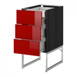 МЕТОД / ФОРВАРА Напольн шкаф 3фронт пнл/2низ/2ср ящ - 40x60x60 см, Рингульт глянцевый красный, под дерево черный МЕТОД / ФОРВАРА Напольн шкаф 3фронт пнл/2низ/2ср ящ - 40x60x60 см, Рингульт глянцевый красный, под дерево черный