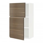 МЕТОД Навесной шкаф с полками/2дверцы - белый, Воксторп под грецкий орех МЕТОД Навесной шкаф с полками/2дверцы - белый, Воксторп под грецкий орех