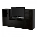 БЕСТО Шкаф для ТВ, комбин/стеклян дверцы - Лаппвикен/Синдвик черно-коричневый прозрачное стекло, направляющие ящика,нажимные БЕСТО Шкаф для ТВ, комбин/стеклян дверцы - Лаппвикен/Синдвик черно-коричневый прозрачное стекло, направляющие ящика,нажимные