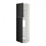 МЕТОД Высокий шкаф д/холодильника/2дверцы - 60x60x220 см, Лаксарби черно-коричневый, белый