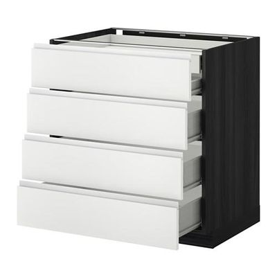 МЕТОД / ФОРВАРА Нплн шк 4фрнт/2нзк/3срд ящ - 80x60 см, Нодста белый/алюминий, под дерево черный МЕТОД / ФОРВАРА Нплн шк 4фрнт/2нзк/3срд ящ - 80x60 см, Нодста белый/алюминий, под дерево черный