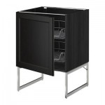 МЕТОД Напольный шкаф с проволочн ящиками - 60x60x60 см, Лаксарби черно-коричневый, под дерево черный