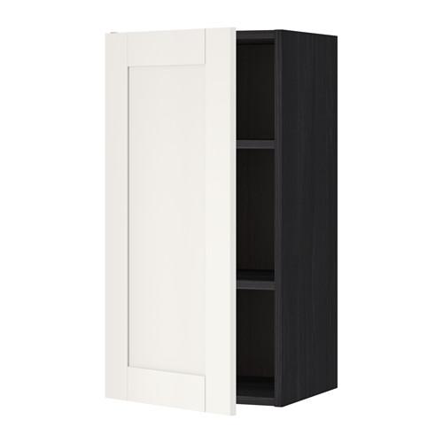 METOD with shelf black / Savevedal white 40x80 cm (190.647.75