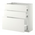 МЕТОД / ФОРВАРА Напольн шкаф 3фрнт пнл/2низк/1ср ящ - белый, Хэггеби белый, 80x37 см