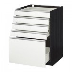 МЕТОД / ФОРВАРА Напольный шкаф с 5 ящиками - 60x60 см, Нодста белый/алюминий, под дерево черный
