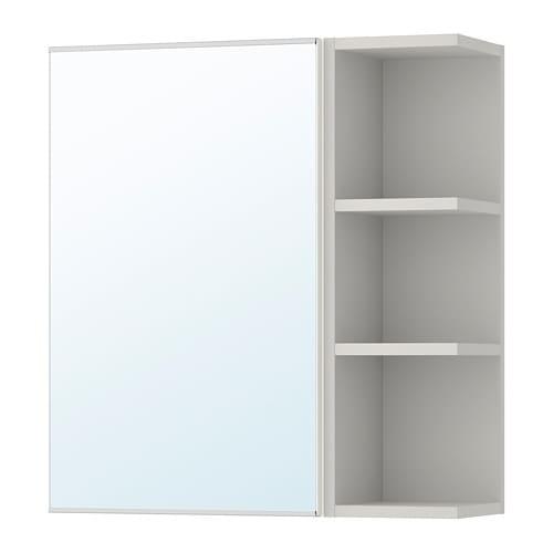 ЛИЛЛОНГЕН Шкафчик зеркальн с 1 дв/1 торц скц - белый/серый