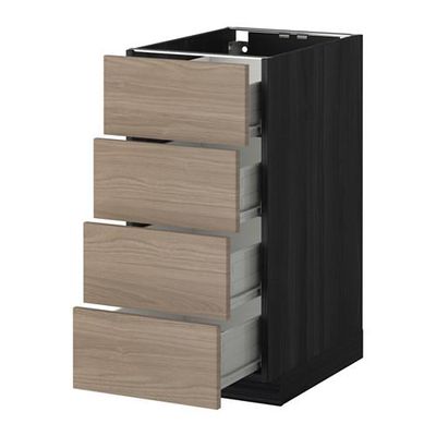 МЕТОД / ФОРВАРА Напольн шкаф 4 фронт панели/4 ящика - 40x60 см, Брокхульт под грецкий орех светло-серый, под дерево черный МЕТОД / ФОРВАРА Напольн шкаф 4 фронт панели/4 ящика - 40x60 см, Брокхульт под грецкий орех светло-серый, под дерево черный