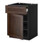 МЕТОД / ФОРВАРА Напольн шкаф с полкой/ящиком/дверью - под дерево черный, Эдсерум под дерево коричневый, 60x60 см