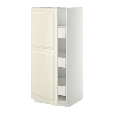 МЕТОД / МАКСИМЕРА Высокий шкаф с ящиками - 60x60x140 см, Будбин белый с оттенком, белый