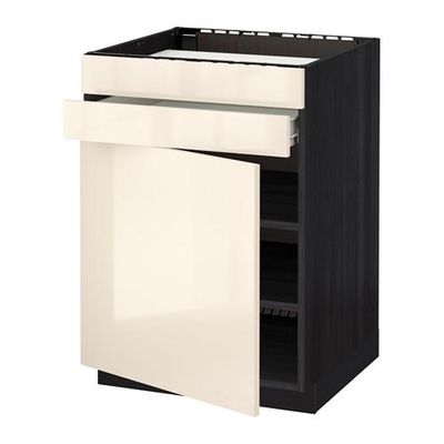 МЕТОД / ФОРВАРА Нап шк д/вар панели/дв/2фасада/1ящ - Рингульт глянцевый кремовый, под дерево черный МЕТОД / ФОРВАРА Нап шк д/вар панели/дв/2фасада/1ящ - Рингульт глянцевый кремовый, под дерево черный