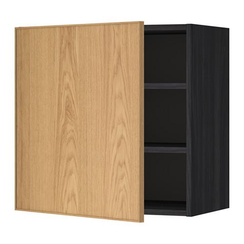 МЕТОД Шкаф навесной с полкой - под дерево черный, Экестад дуб, 60x60 см