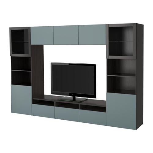 БЕСТО Шкаф для ТВ, комбин/стеклян дверцы - черно-коричневый/Вальвикен серо-бирюзовый, прозрачное стекло, направляющие ящика,нажимные БЕСТО Шкаф для ТВ, комбин/стеклян дверцы - черно-коричневый/Вальвикен серо-бирюзовый, прозрачное стекло, направляющие ящика,нажимные