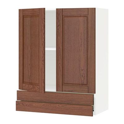 МЕТОД / ФОРВАРА Навесной шкаф/2дверцы/2ящика - 80x100 см, Филипстад коричневый, белый