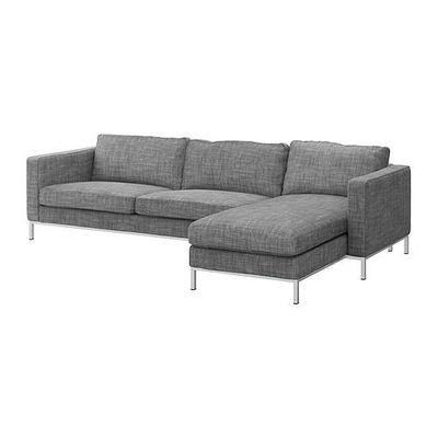 КАРЛСТАД 3-местный диван и козетка - Исунда серый/хромированный