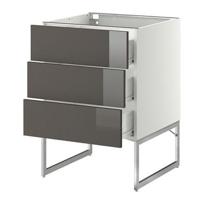 МЕТОД / ФОРВАРА Нплн шк 3 фрнт/3 средн ящика - 60x60x60 см, Рингульт глянцевый серый, белый МЕТОД / ФОРВАРА Нплн шк 3 фрнт/3 средн ящика - 60x60x60 см, Рингульт глянцевый серый, белый