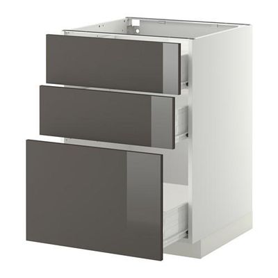 МЕТОД / ФОРВАРА Напольный шкаф с 3 ящиками - 60x60 см, Рингульт глянцевый серый, белый МЕТОД / ФОРВАРА Напольный шкаф с 3 ящиками - 60x60 см, Рингульт глянцевый серый, белый