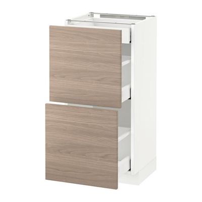 МЕТОД / МАКСИМЕРА Напольный шкаф/2фасада/3ящика - 40x37 см, Брокхульт под грецкий орех светло-серый, белый МЕТОД / МАКСИМЕРА Напольный шкаф/2фасада/3ящика - 40x37 см, Брокхульт под грецкий орех светло-серый, белый