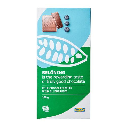 BELÖNING молочный шоколад черника Сертификат UTZ