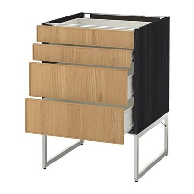 МЕТОД / ФОРВАРА Нплн шк 4 фронт/2 низк/2средн ящ - 60x60x60 см, Экестад дуб, под дерево черный МЕТОД / ФОРВАРА Нплн шк 4 фронт/2 низк/2средн ящ - 60x60x60 см, Экестад дуб, под дерево черный