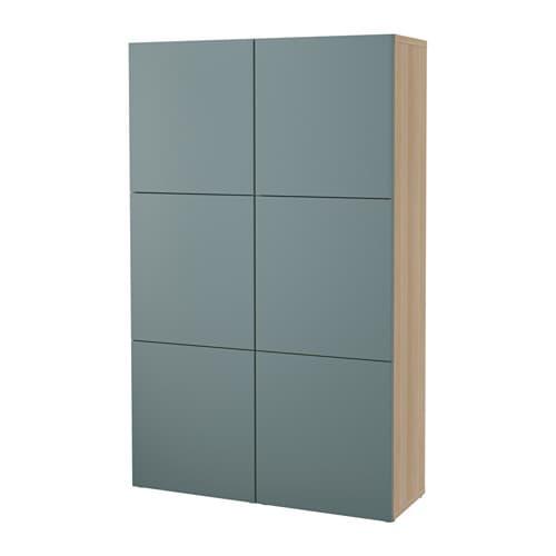 БЕСТО Комбинация для хранения с дверцами - под беленый дуб/Вальвикен серо-бирюзовый БЕСТО Комбинация для хранения с дверцами - под беленый дуб/Вальвикен серо-бирюзовый