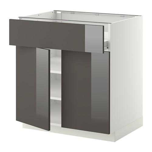 МЕТОД / ФОРВАРА Напол шкаф/полки/ящик/2двери - белый, Рингульт глянцевый серый МЕТОД / ФОРВАРА Напол шкаф/полки/ящик/2двери - белый, Рингульт глянцевый серый