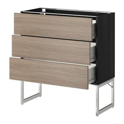 МЕТОД / ФОРВАРА Нплн шк 3 фрнт/3 средн ящика - 80x37x60 см, Брокхульт под грецкий орех светло-серый, под дерево черный МЕТОД / ФОРВАРА Нплн шк 3 фрнт/3 средн ящика - 80x37x60 см, Брокхульт под грецкий орех светло-серый, под дерево черный