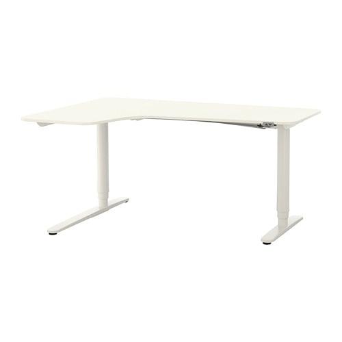 БЕКАНТ Углов письм стол лев/трансф - белый