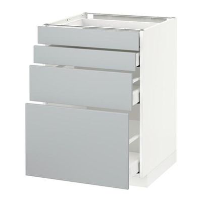МЕТОД / МАКСИМЕРА Напольн шкаф 4 фронт панели/4 ящика - 60x60 см, Веддинге серый, белый