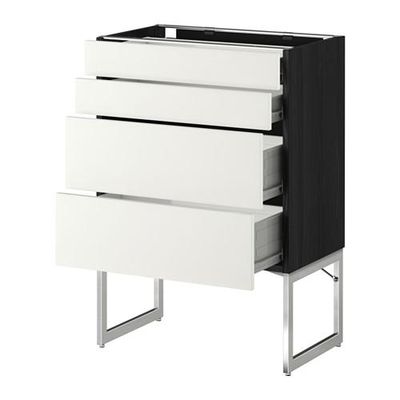МЕТОД / ФОРВАРА Нплн шк 4 фронт/2 низк/2средн ящ - 60x37x60 см, Хэггеби белый, под дерево черный