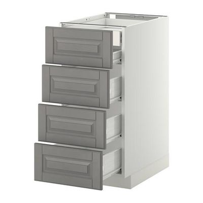 МЕТОД / ФОРВАРА Нплн шк 4фрнт/2нзк/3срд ящ - 40x60 см, Будбин серый, белый