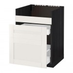 МЕТОД / МАКСИМЕРА Нап шкаф п/мойку ДУМШЁ/3фасада/2ящ - под дерево черный, Сэведаль белый, 60x60 см МЕТОД / МАКСИМЕРА Нап шкаф п/мойку ДУМШЁ/3фасада/2ящ - под дерево черный, Сэведаль белый, 60x60 см