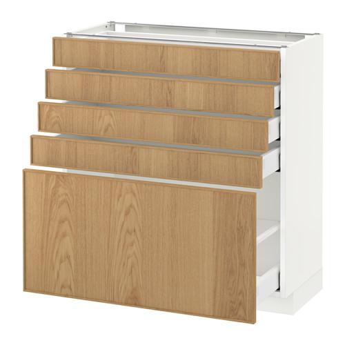 МЕТОД / МАКСИМЕРА Напольный шкаф с 5 ящиками - белый, Экестад дуб, 80x37 см МЕТОД / МАКСИМЕРА Напольный шкаф с 5 ящиками - белый, Экестад дуб, 80x37 см