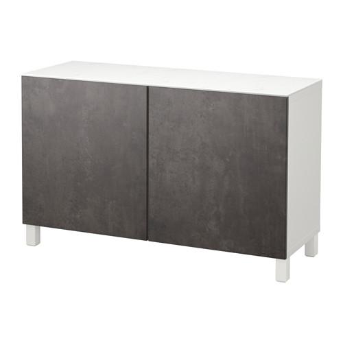 БЕСТО Комбинация для хранения с дверцами - белый Кэлльвикен/темно-серый под бетон