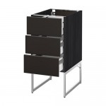 МЕТОД / МАКСИМЕРА Нплн шк 3 фрнт/3 средн ящика - под дерево черный, Кунгсбакка антрацит, 40x60x60 см МЕТОД / МАКСИМЕРА Нплн шк 3 фрнт/3 средн ящика - под дерево черный, Кунгсбакка антрацит, 40x60x60 см