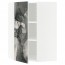 МЕТОД Угловой навесной шкаф с полками - белый, Кальвиа с печатным рисунком, 68x100 см