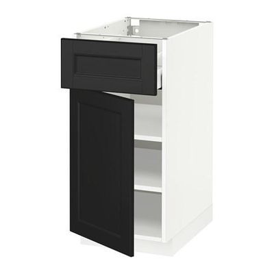 МЕТОД / МАКСИМЕРА Напольный шкаф с ящиком/дверью - 40x60 см, Лаксарби черно-коричневый, белый МЕТОД / МАКСИМЕРА Напольный шкаф с ящиком/дверью - 40x60 см, Лаксарби черно-коричневый, белый
