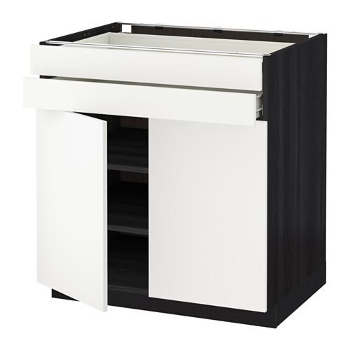 МЕТОД / ФОРВАРА Напольный шкаф/2дверцы/2ящика - под дерево черный, Хэггеби белый