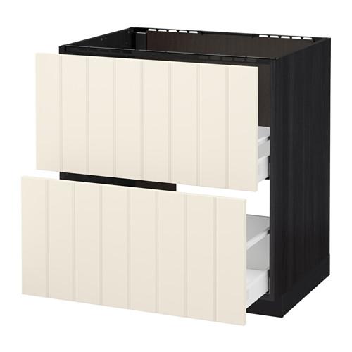 МЕТОД / МАКСИМЕРА Напольн шк п-мойку+2фрнт пнл/2 ящ - под дерево черный, Хитарп белый с оттенком, 80x60 см