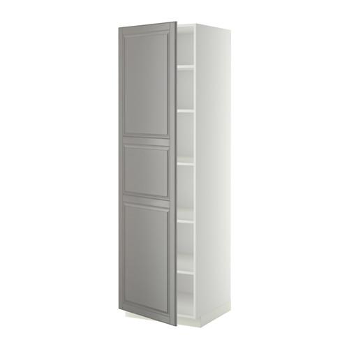 МЕТОД Высок шкаф с полками - белый, Будбин серый, 60x60x200 см