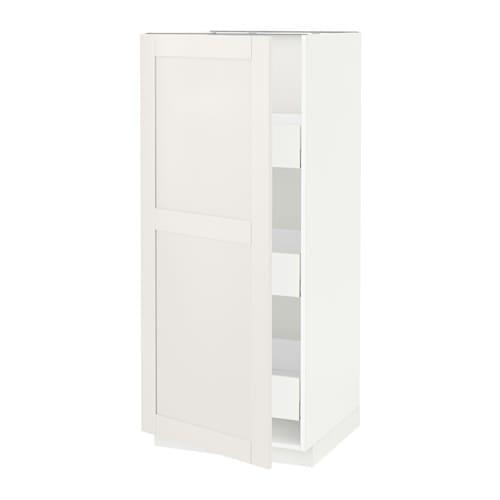 МЕТОД / МАКСИМЕРА Высокий шкаф с ящиками - белый, Сэведаль белый, 60x60x140 см